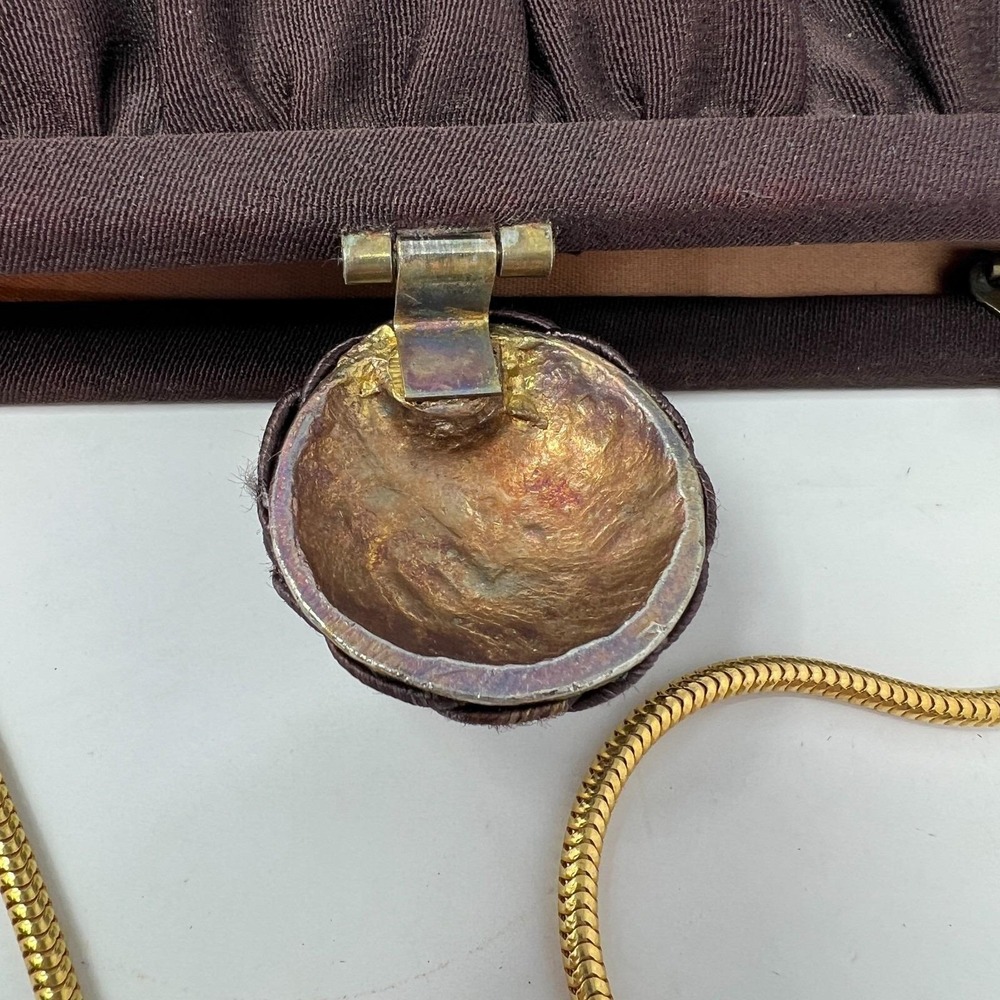 Vintage Millay Brown‎ Handbag Purse With Gold Metallic Rope Chain Handle - Picture 13 of 15